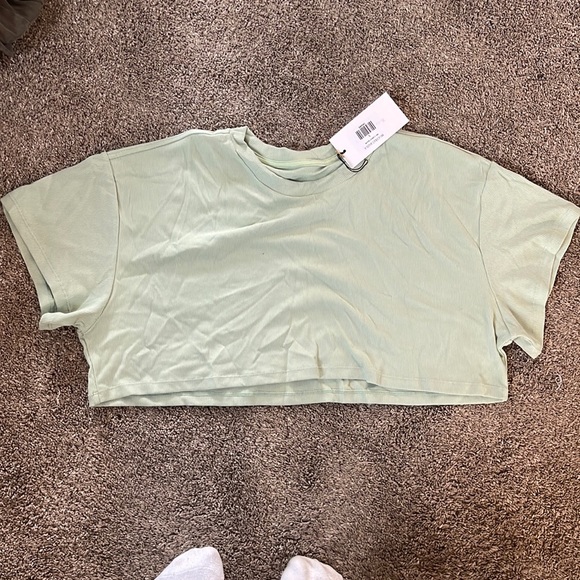 Crop Shop Boutique Tops - Crop Shop Boutique Ribbed Cropped Tee